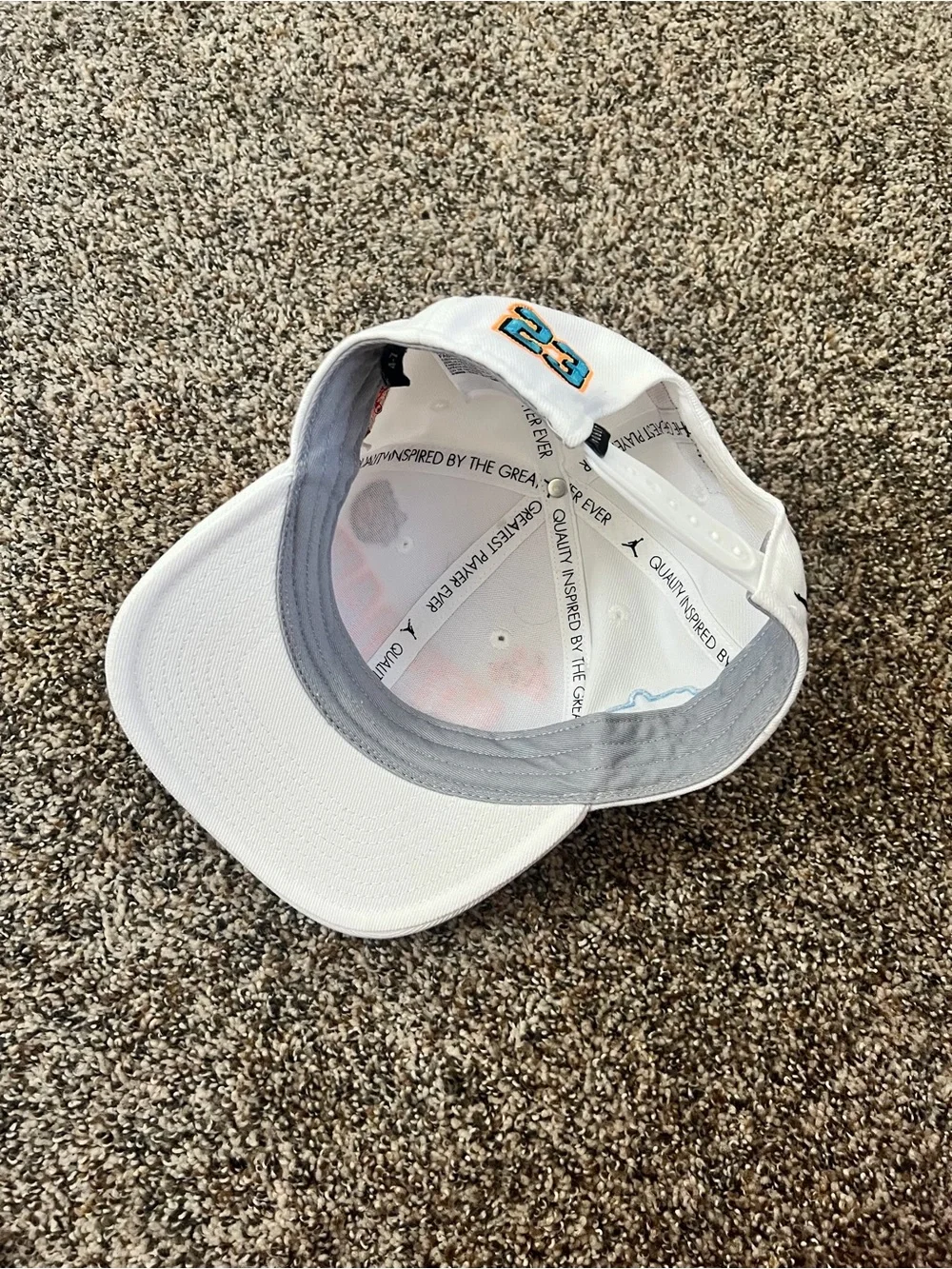 Kids Jordan White Snapback with Orange and Navy Embroidery